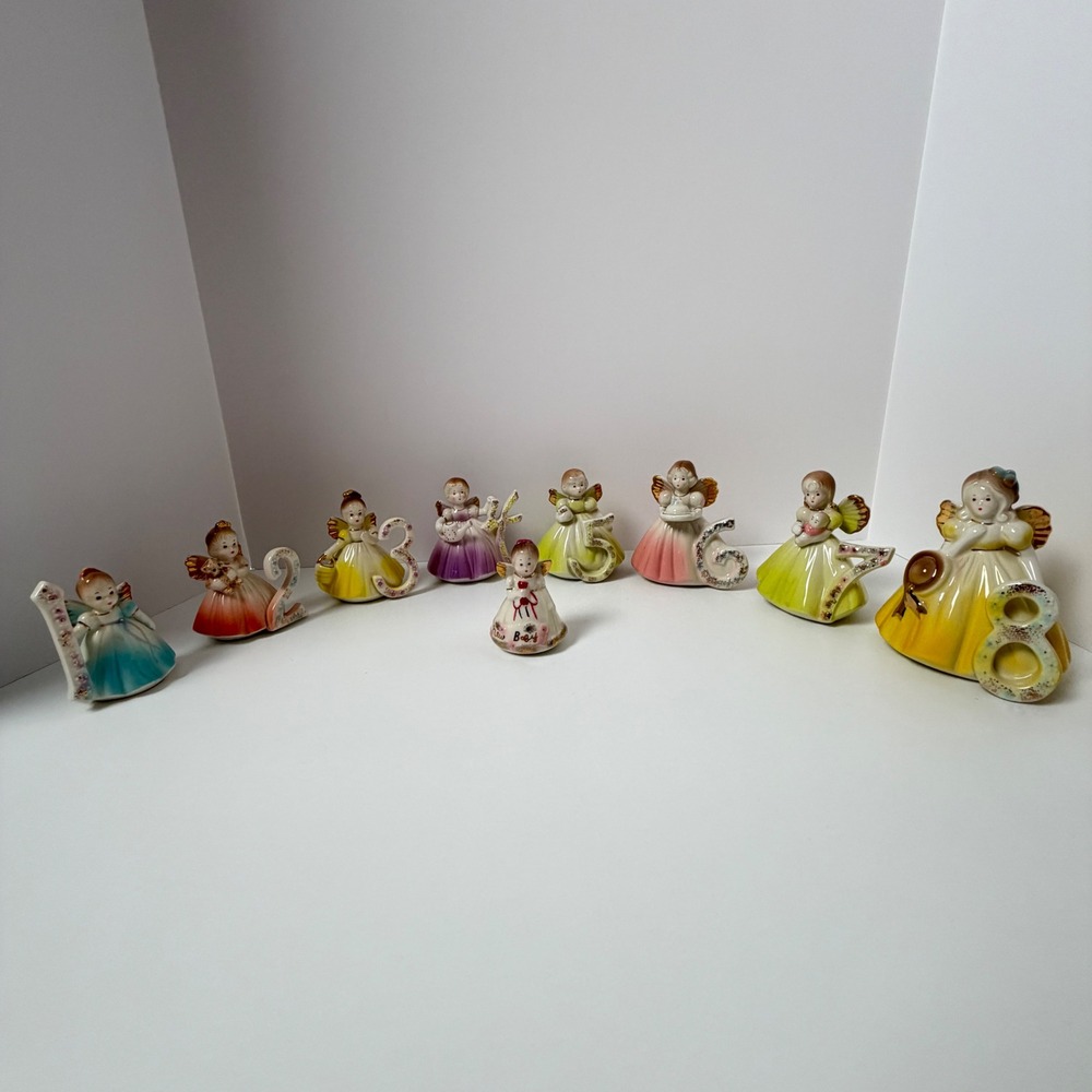 Josef Originals Birthday Angel Figurines New Baby Age 1-8 Ceramic Set